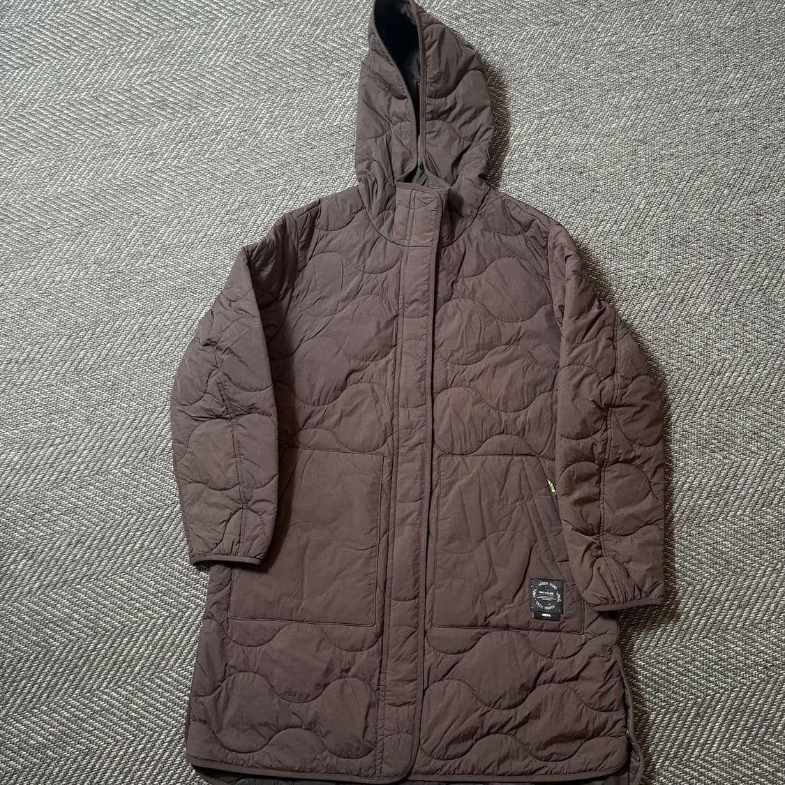 네파 브라운 롱 후드 퀄팅 자켓 (100) 상품이미지1