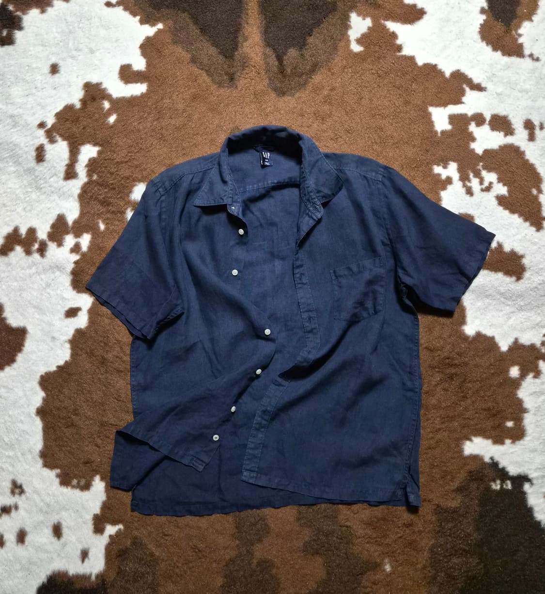 OLD GAP  남성용 마직 딥블루 반팔 남방(L) 상품이미지2