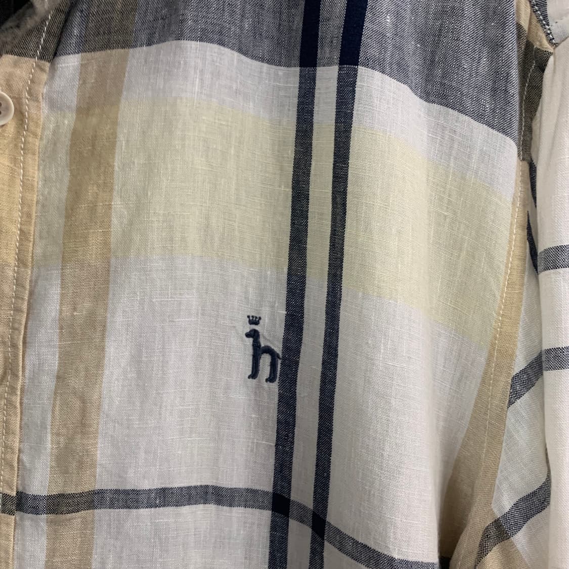 L 헤지스 슬림핏 린넨 체크 셔츠 상품이미지3