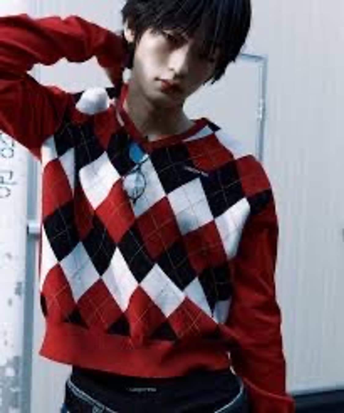 레씨토 argyle v-neck knit red 상품이미지1