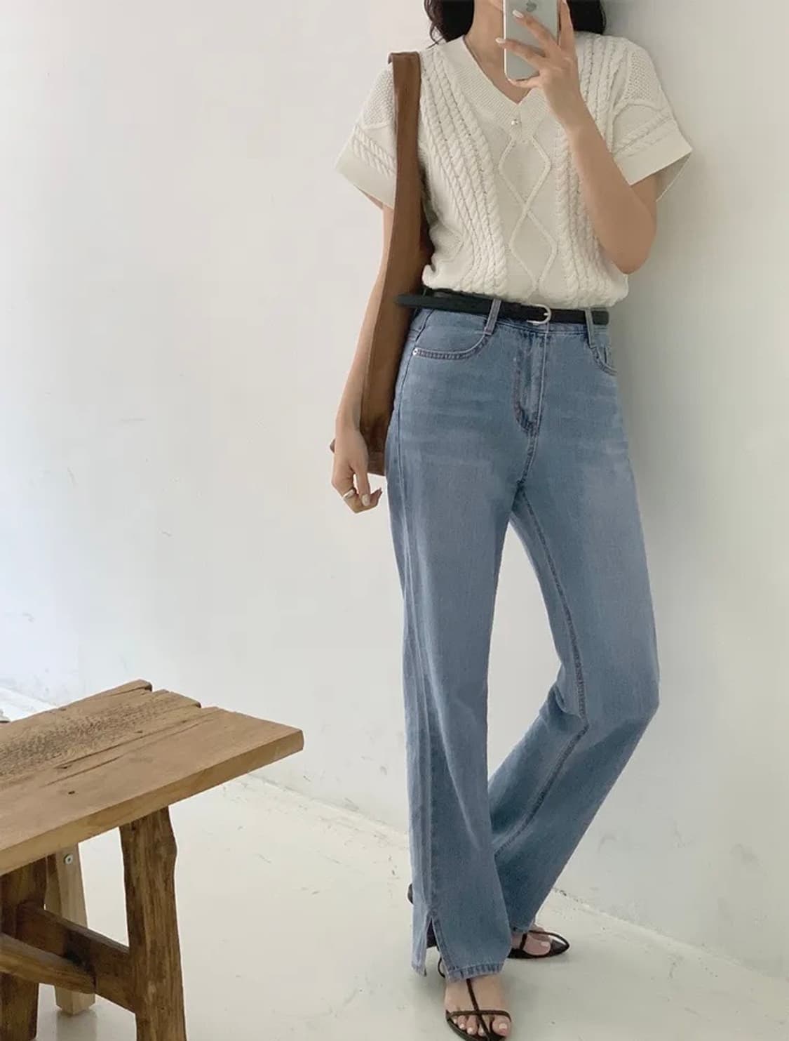 라이크유 티롭 트임 연청일자팬츠m 상품이미지8