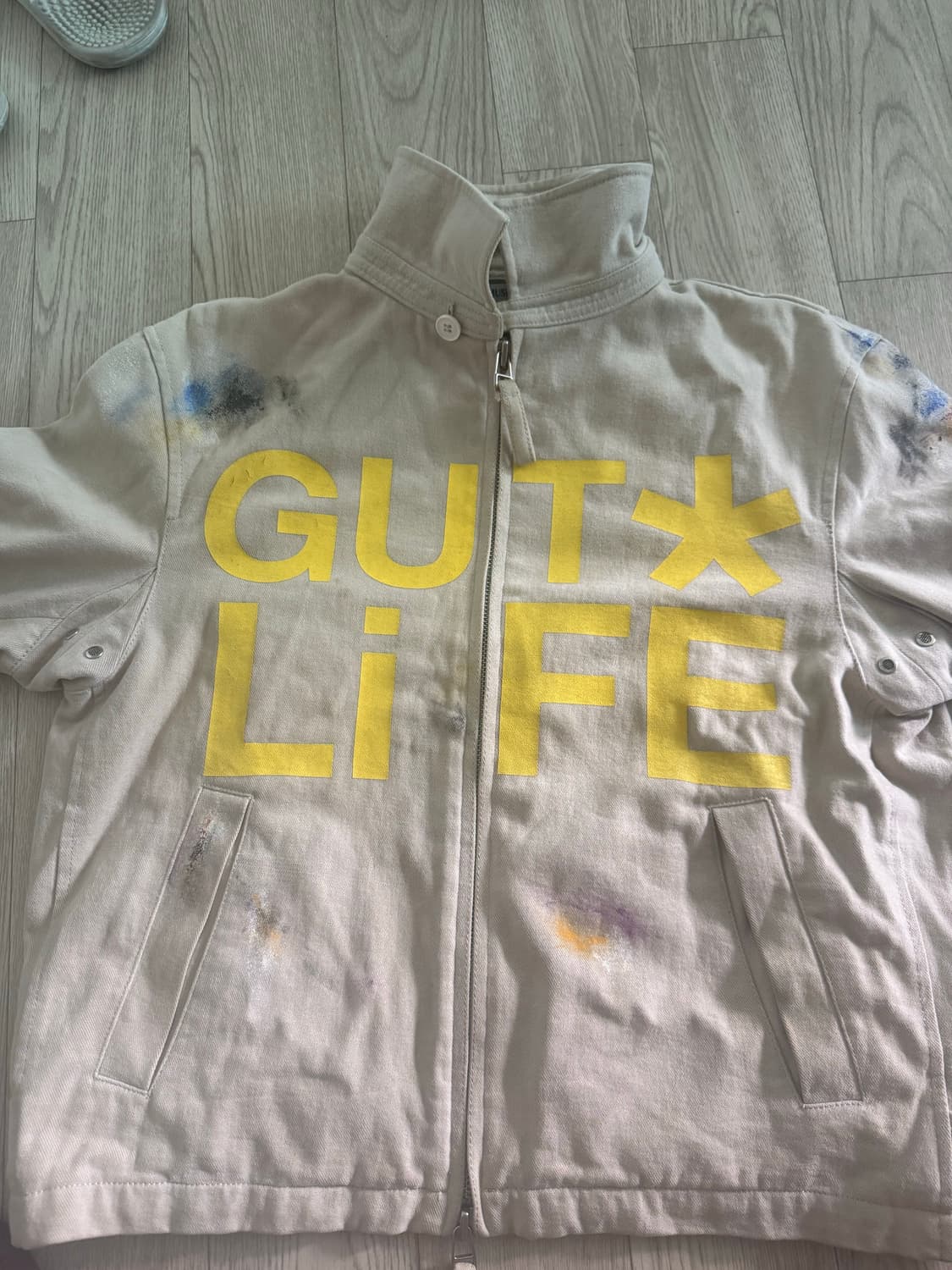 더뮤지엄비지터 Gut life painted 코튼 워크 자켓 베이지 L 상품이미지2