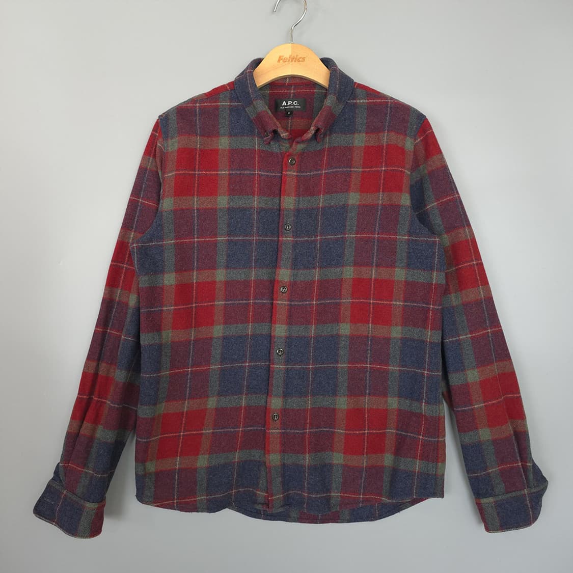 남성용 아페쎄 A.P.C. 울 혼방 체크셔츠 S 상품이미지1