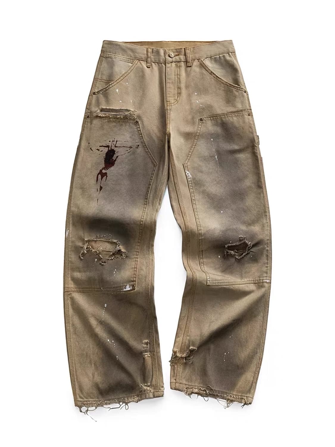 Vintage mood double knee dirty pants 상품이미지7
