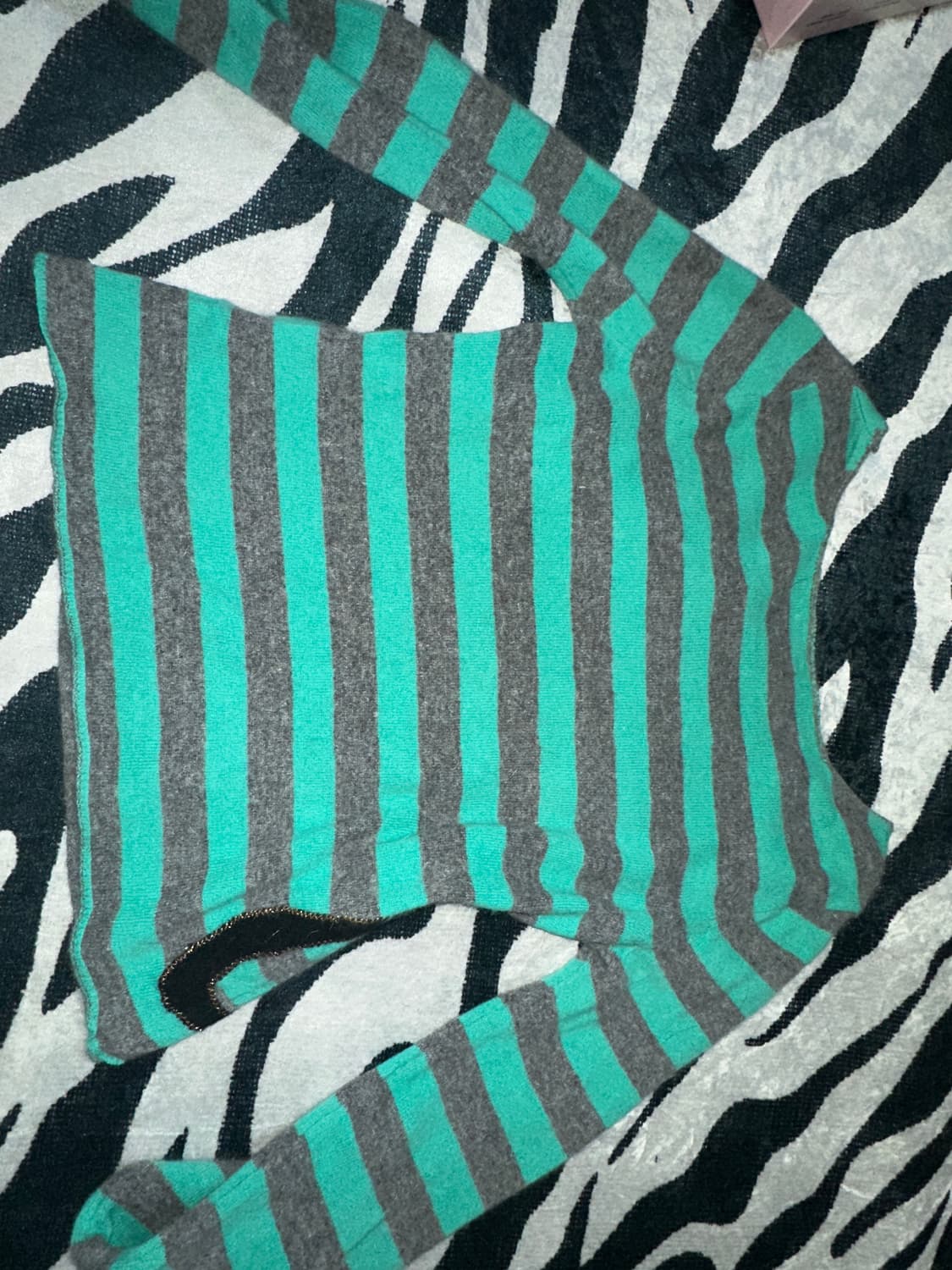 일본빈티지 Lux Lux Lux mint stripe cat knit  상품이미지6
