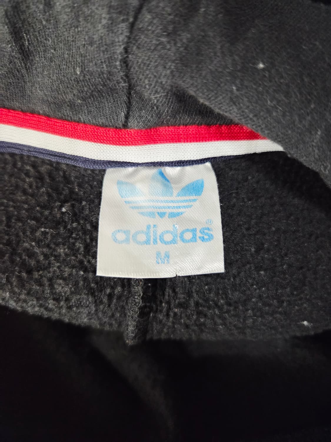 아디다스 블랙 기모 후드티 트레포일 로고_M 상품이미지5