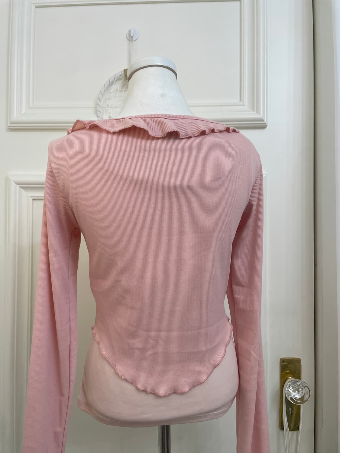 pink bow point crop cardigan&ruffle shir 상품이미지4