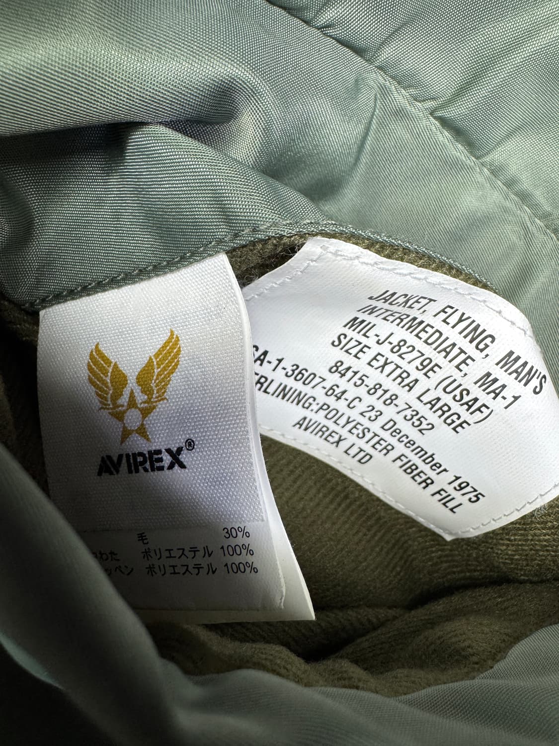 빈티지 아비렉스 AVIREX USA 마원 ma-1 복각판 항공점퍼 XL 상품이미지4