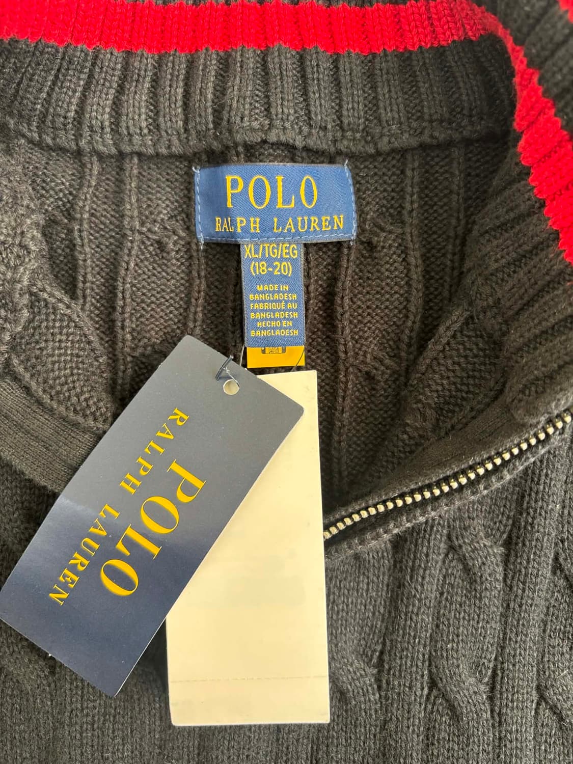 폴로 랄프로렌 신형 큐알택 블랙 케이블 하프집 코튼 니트 반집업(XL) 상품이미지5
