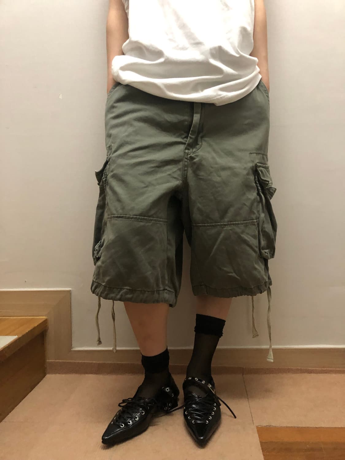 빈티지 카키 카고 버뮤다 팬츠 상품이미지7