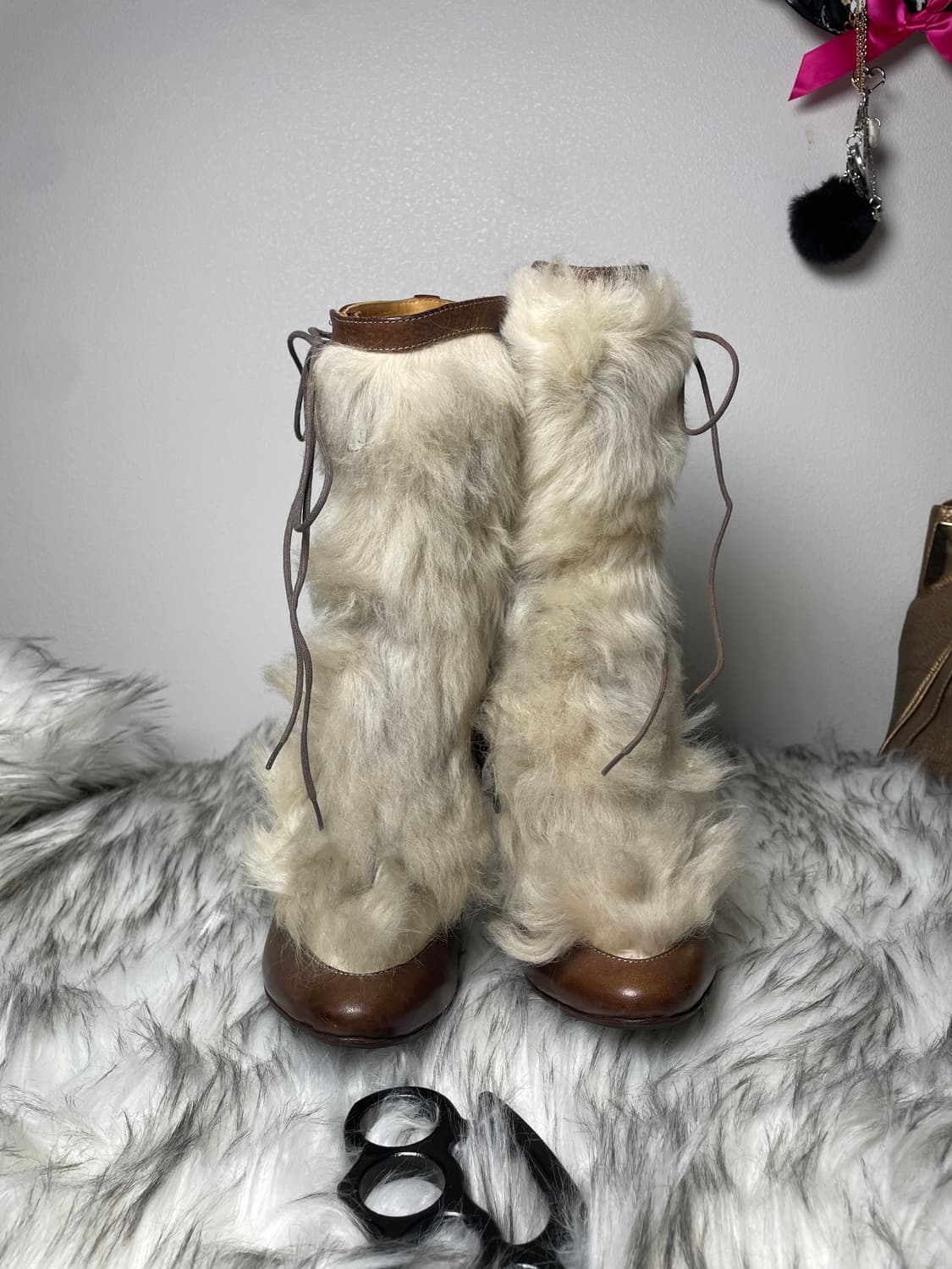 Diesel 가죽 퍼 트리밍 부츠힐 상품이미지4