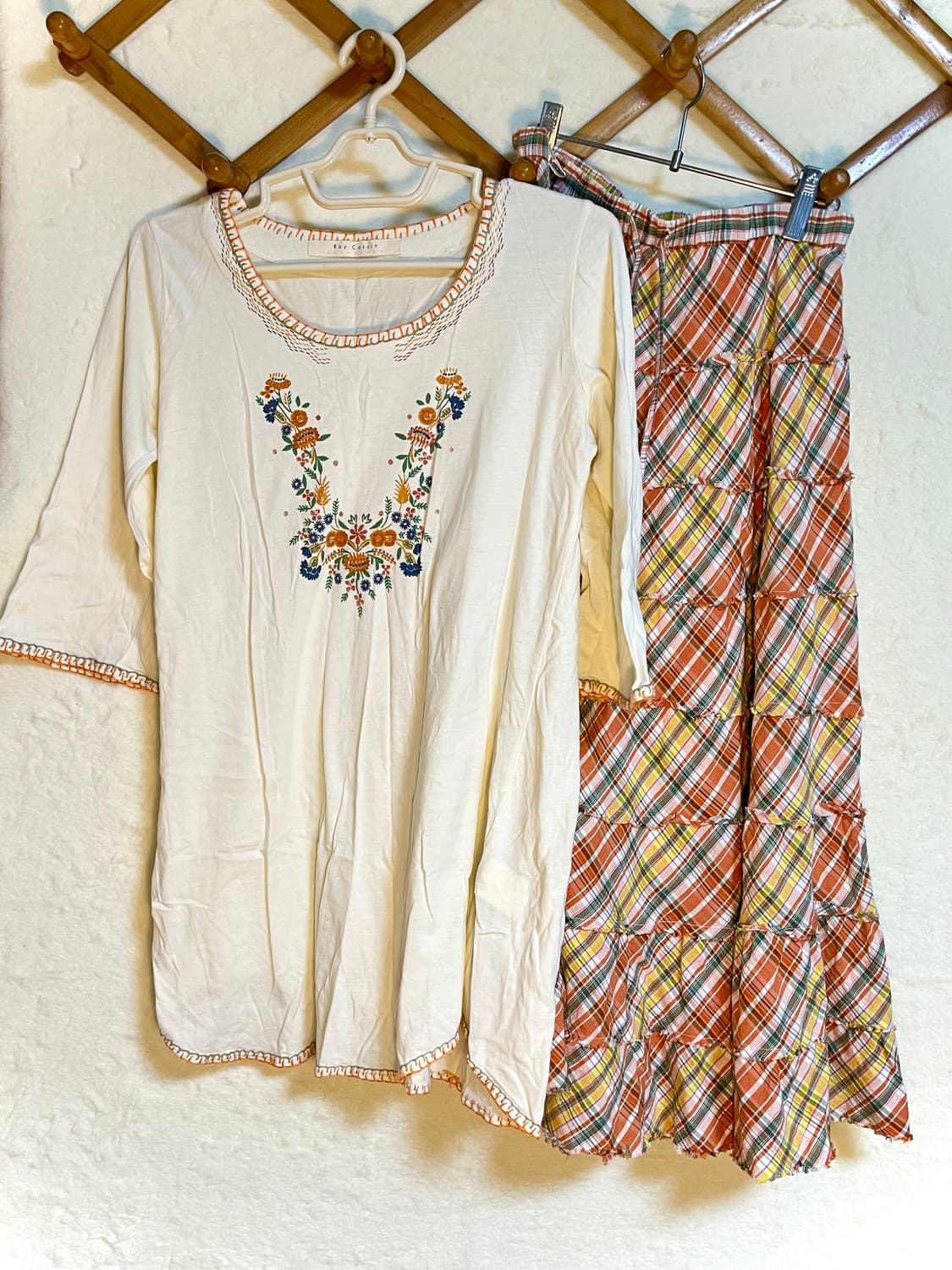 빈티지 자수 원피스 스커트 세트 상품이미지2