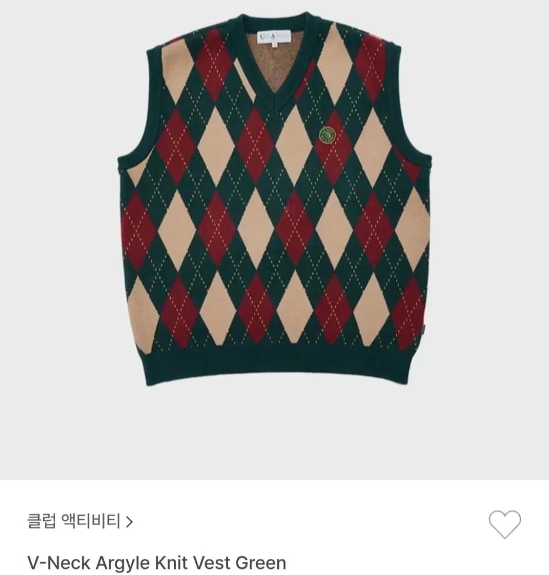 클럽 액티비티 아가일 니트베스트 L 105 상품이미지2