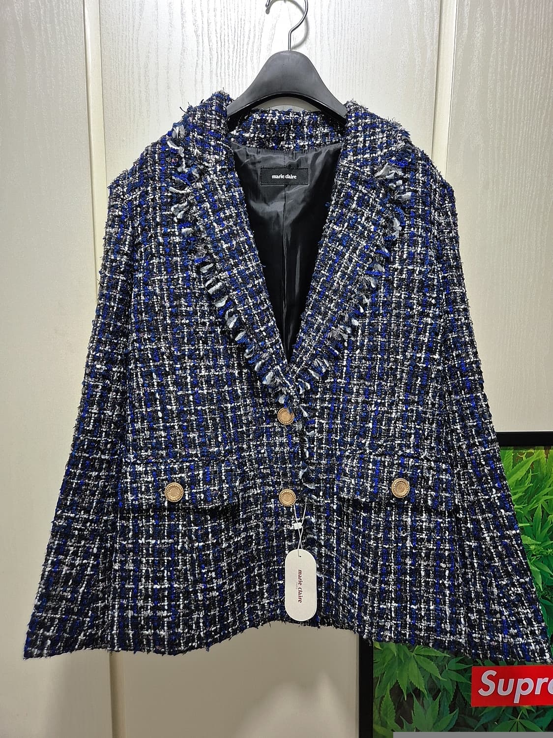마리끌레르 트위드 자켓. 블루 상품이미지1