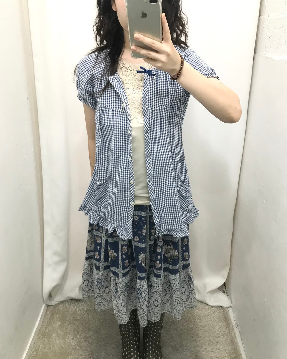 블루 깅엄 체크 모리 코디 세트 💙 상품이미지2