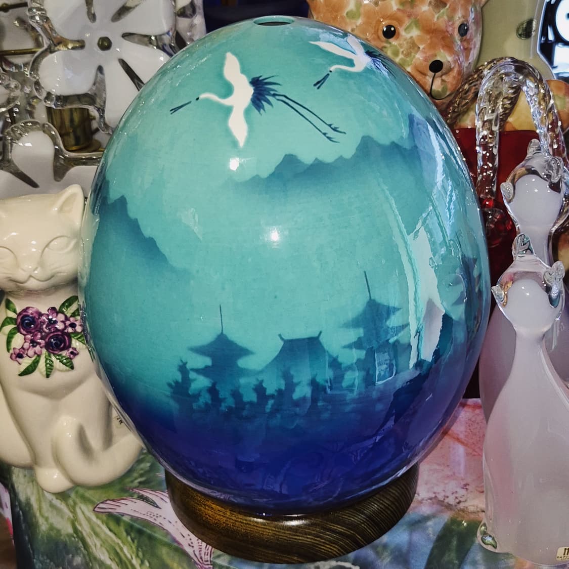 70s 아리타야키 산수화 에그 도자기 대형 조명 상품이미지10