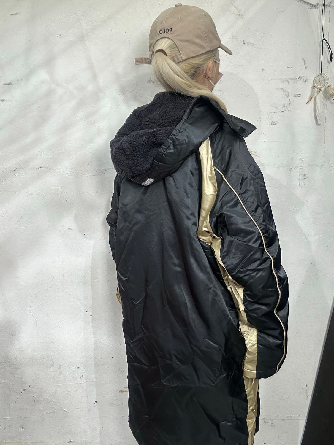 데상트 일본판 블랙 안감 기모 뽀글이 롱패딩 점퍼 돕바  상품이미지3