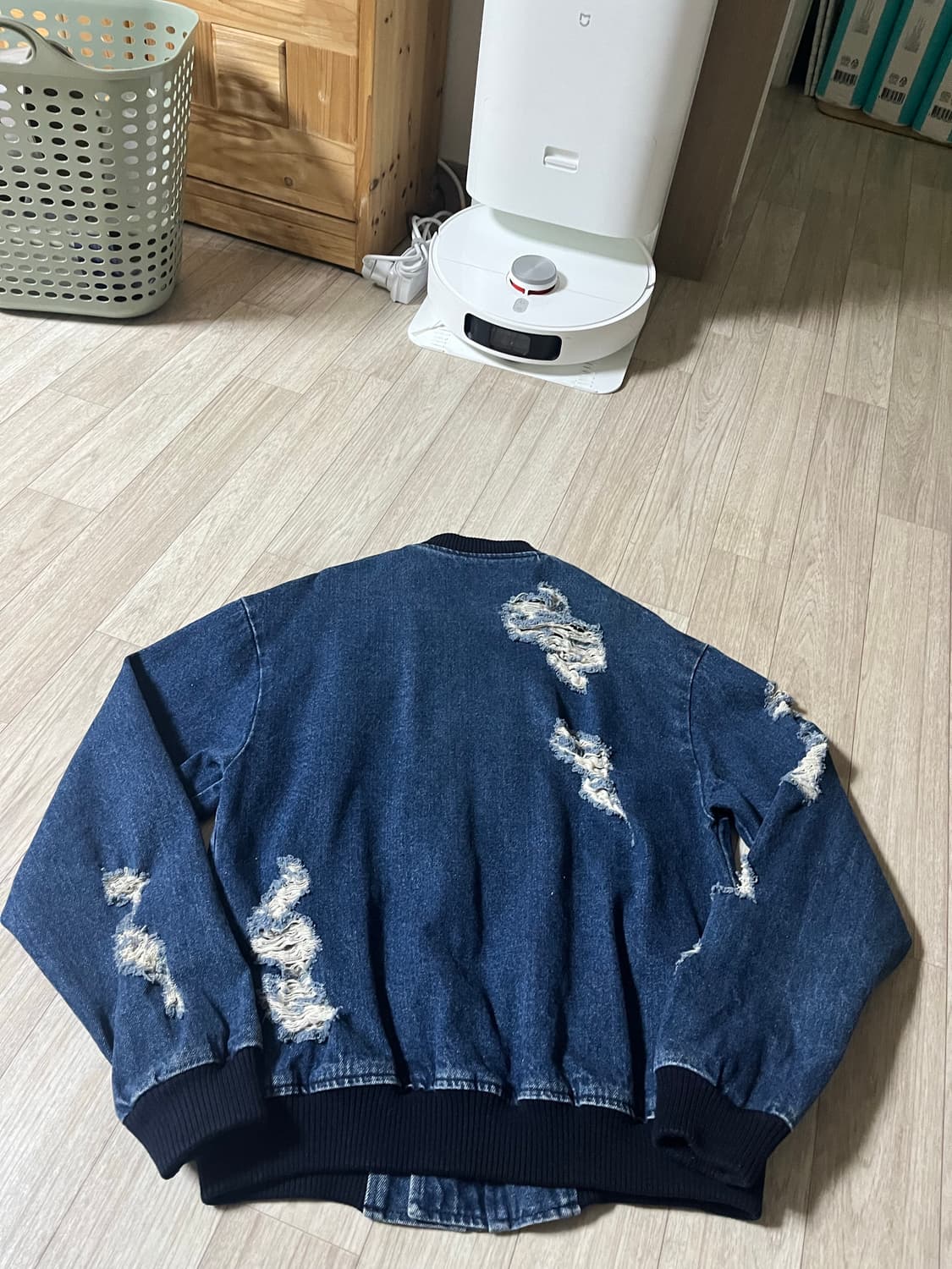 빈티지 데미지드 ma-1데님자켓 상품이미지5