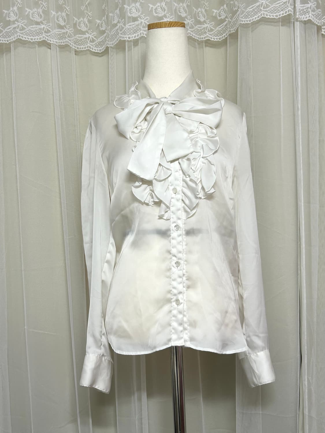 Midori k plan 쉬폰 러플 리본 블라우스셔츠 상품이미지2