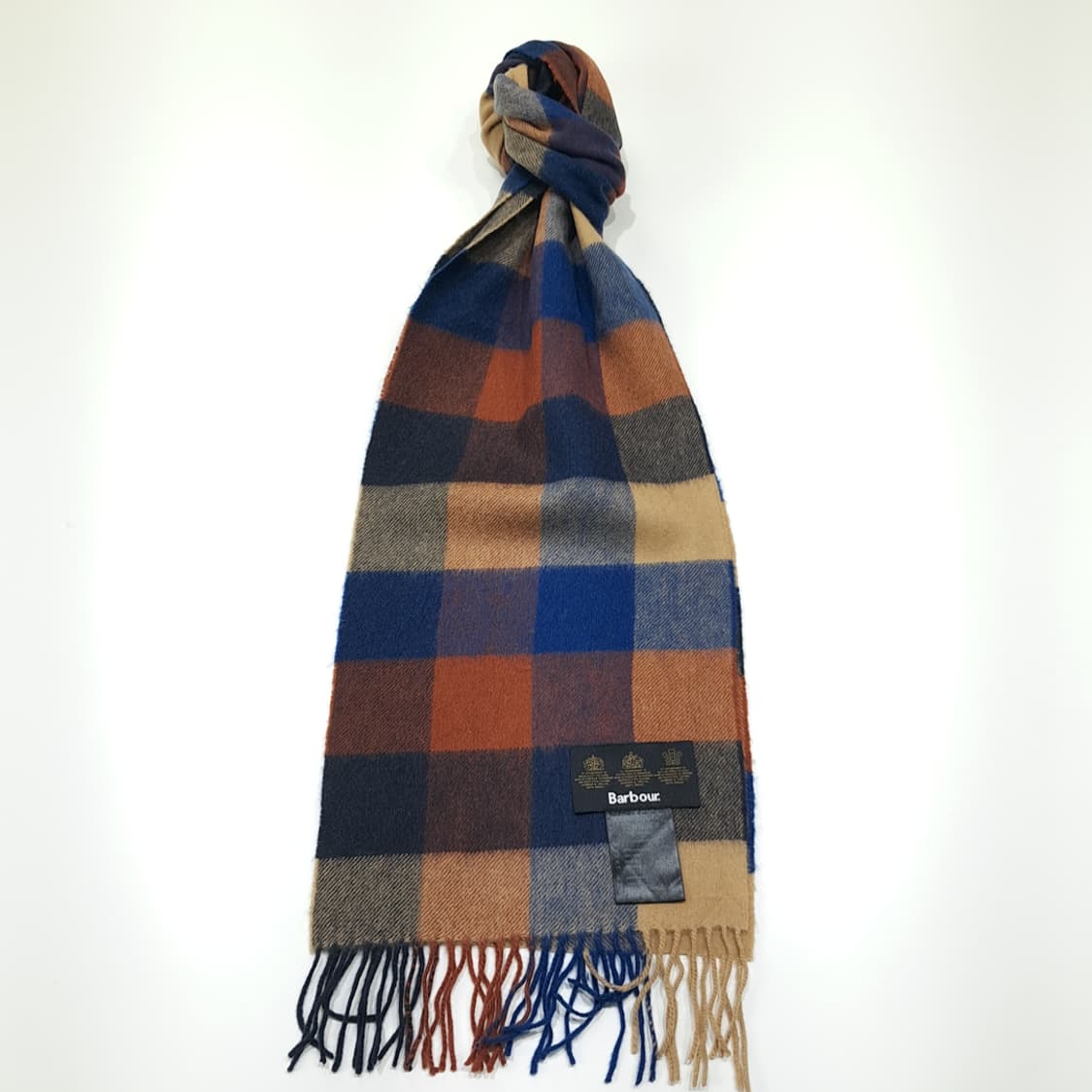 MX635 바버 램스울 타탄체크 네이비 머플러 목도리 상품이미지1
