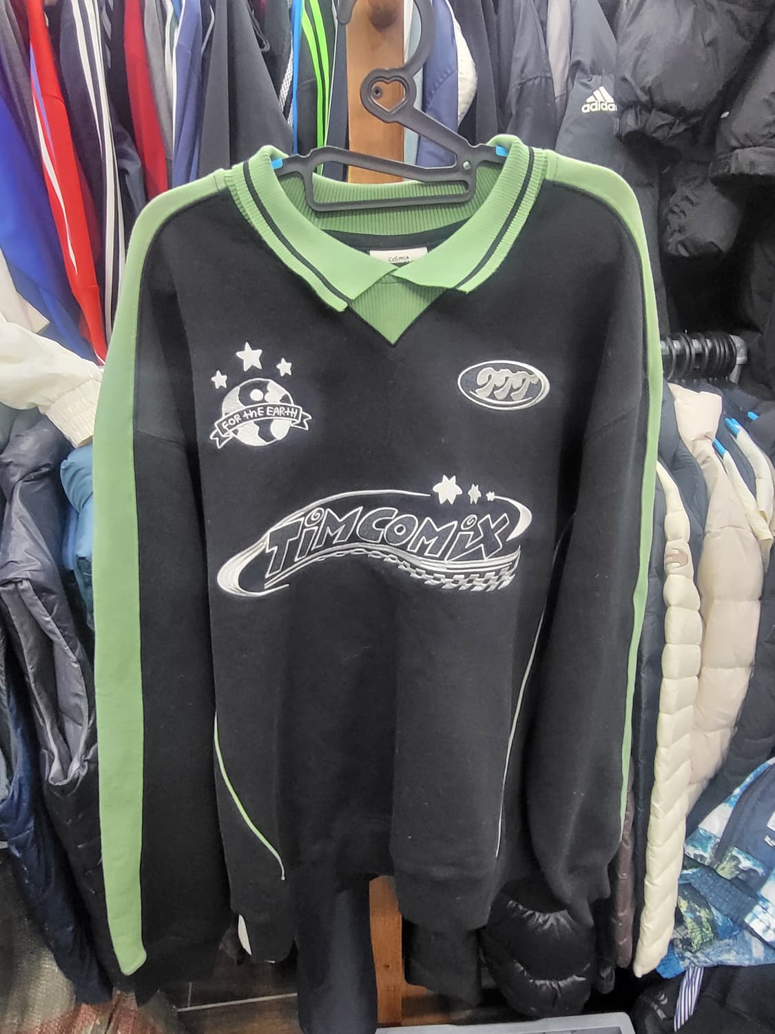 팀코믹스 블랙/그린 컬러 블록 맨투맨티xl 상품이미지1