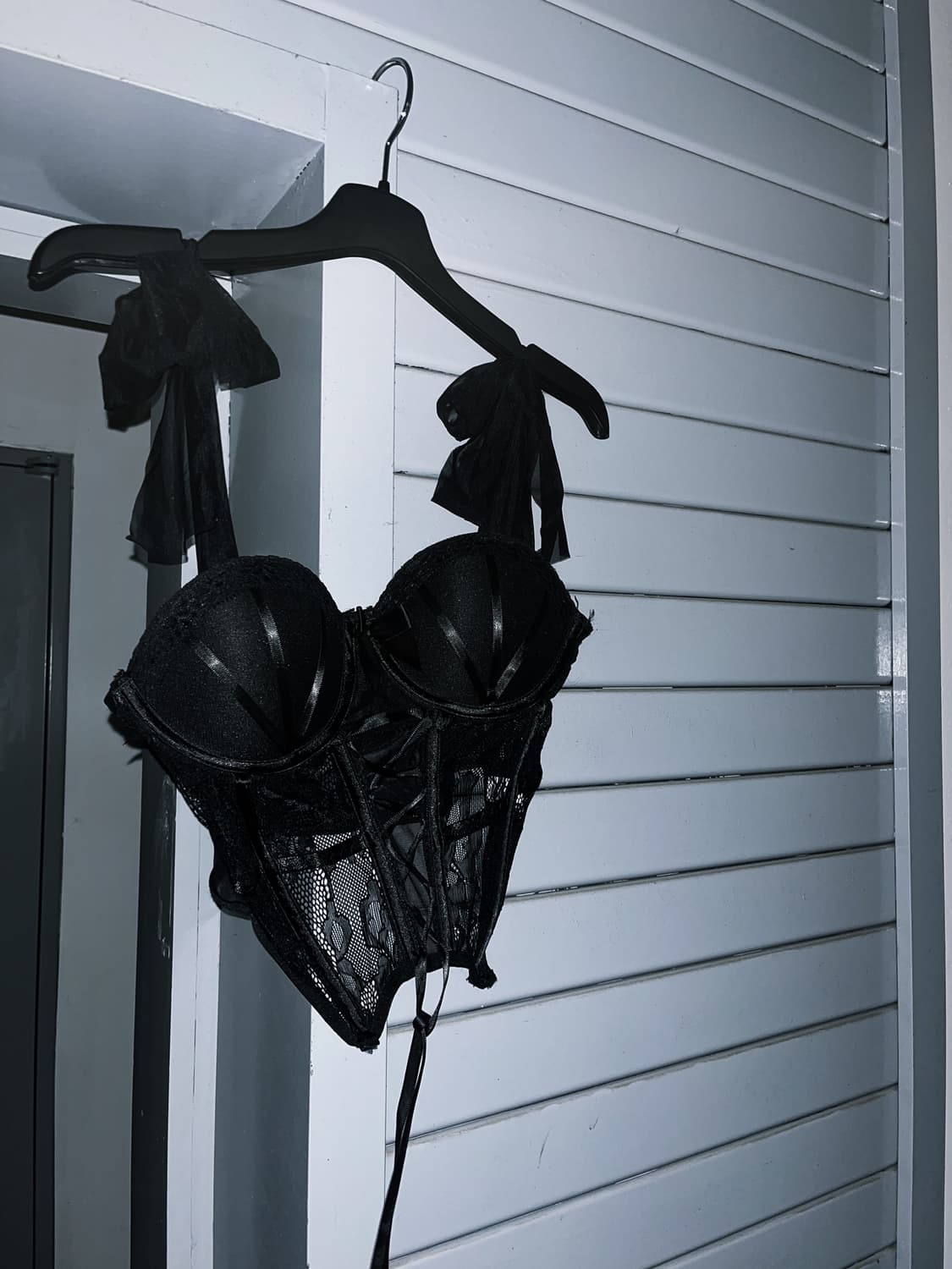 크롭 시스루 리본 코르셋 상품이미지1