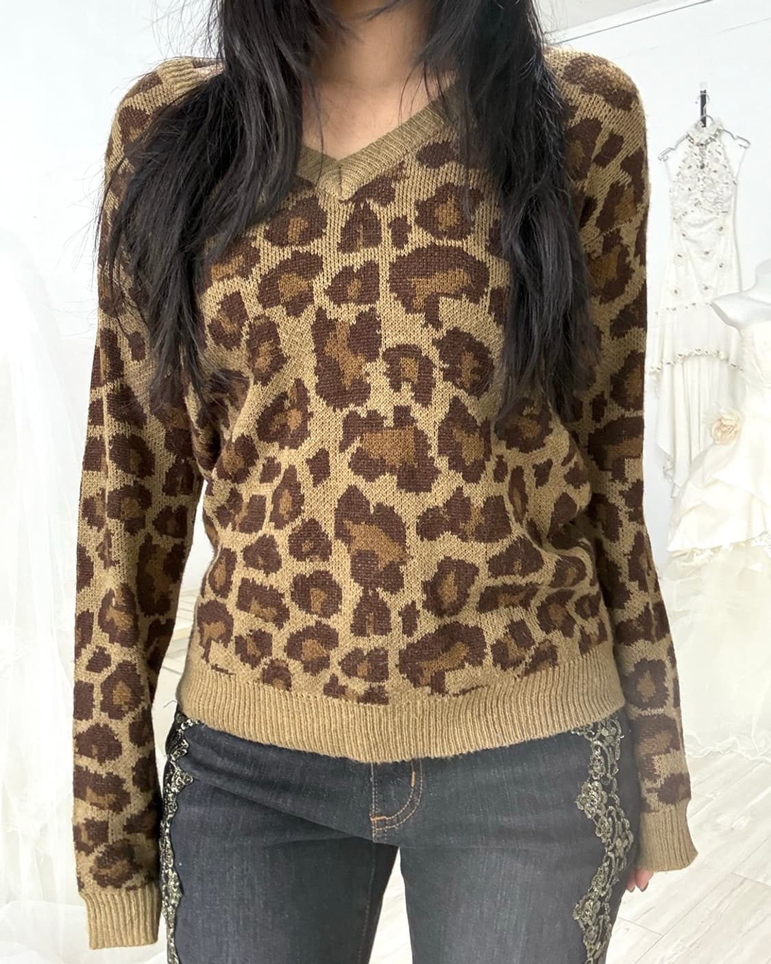 Cecil McBee Leopard Pattern Knit Top 상품이미지1