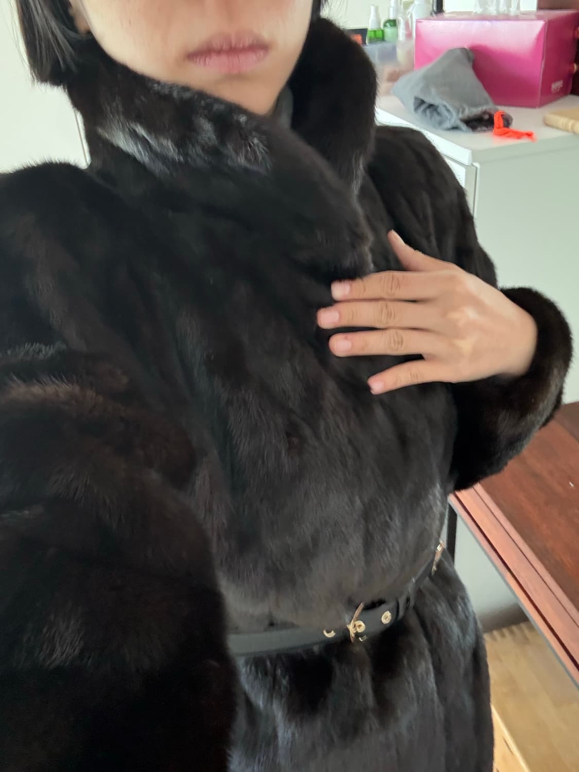 일본 빈티지 100% 천연 밍크 퍼 하프코트 상품이미지3