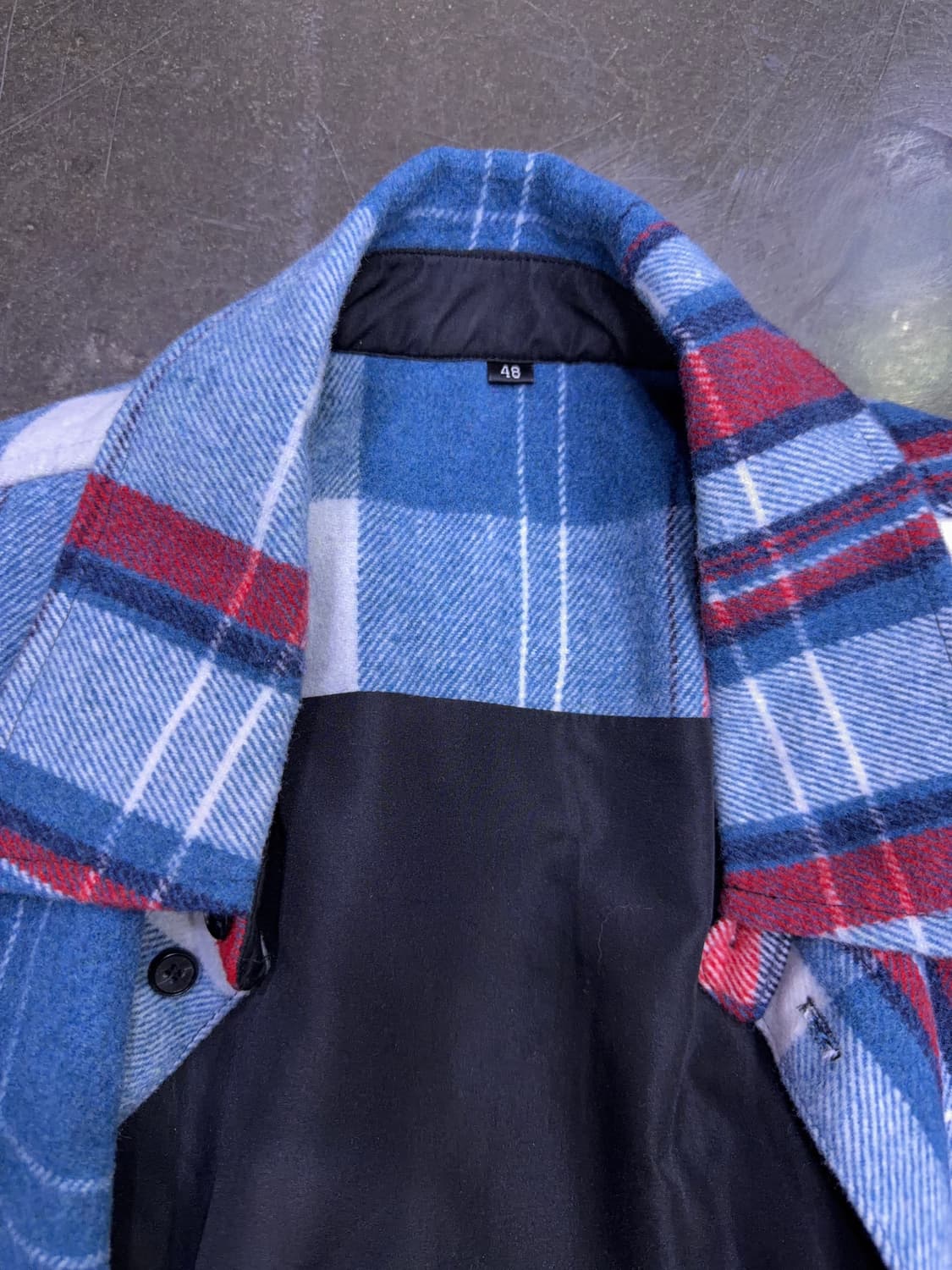 Well 블루 체크 오버핏 헤비울 셔츠자켓 셔켓 48 상품이미지6