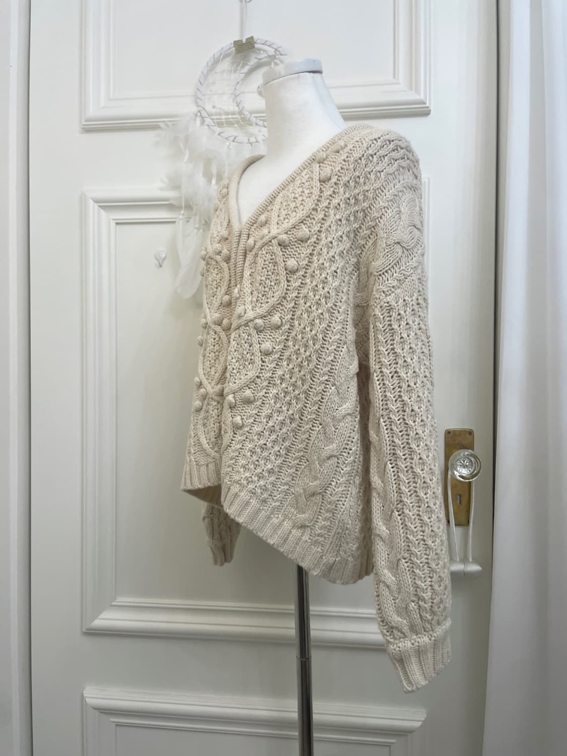 ivory twist pongpong point cute zip-up 상품이미지2