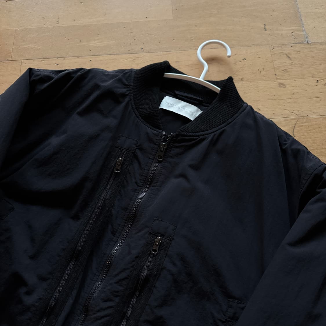 세컨모놀로그 그리드 언발 MA-1 봄버 재킷 블랙 s 상품이미지2