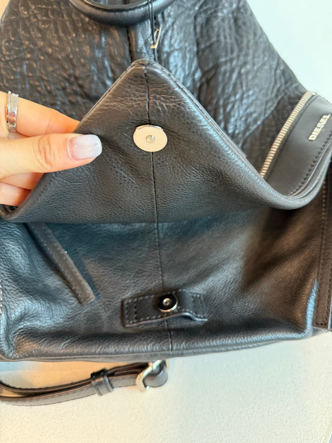 DIESEL Black Leather Backpack 상품이미지4