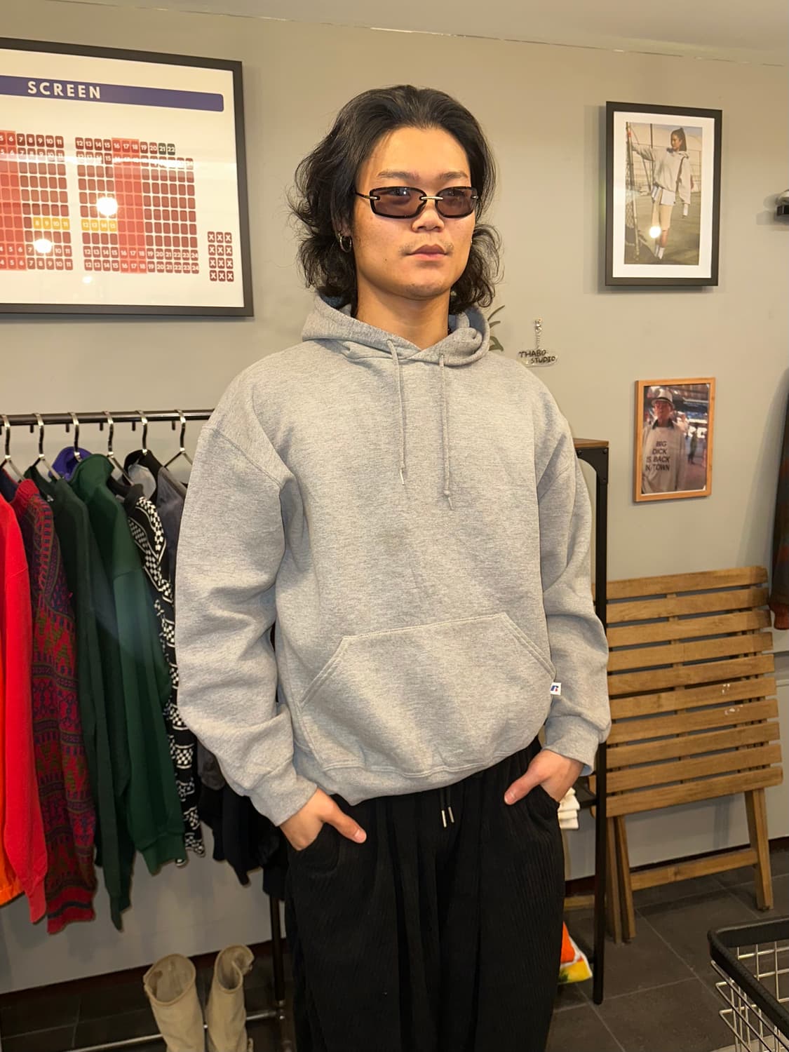 00’s Russell Athletic grey plain hood 상품이미지2