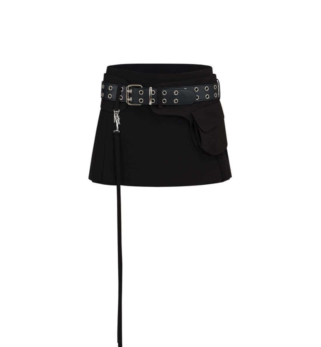 카시코 Pleats Pocket Belt Mini Skirt 블랙 상품이미지1