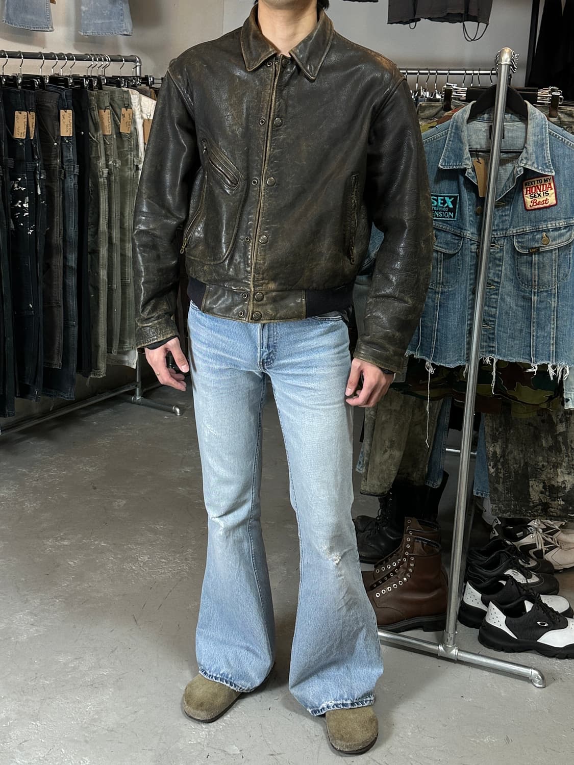 00's 할리데이비슨 디스 레더 자켓 풀그레인 레더 자켓 상품이미지2