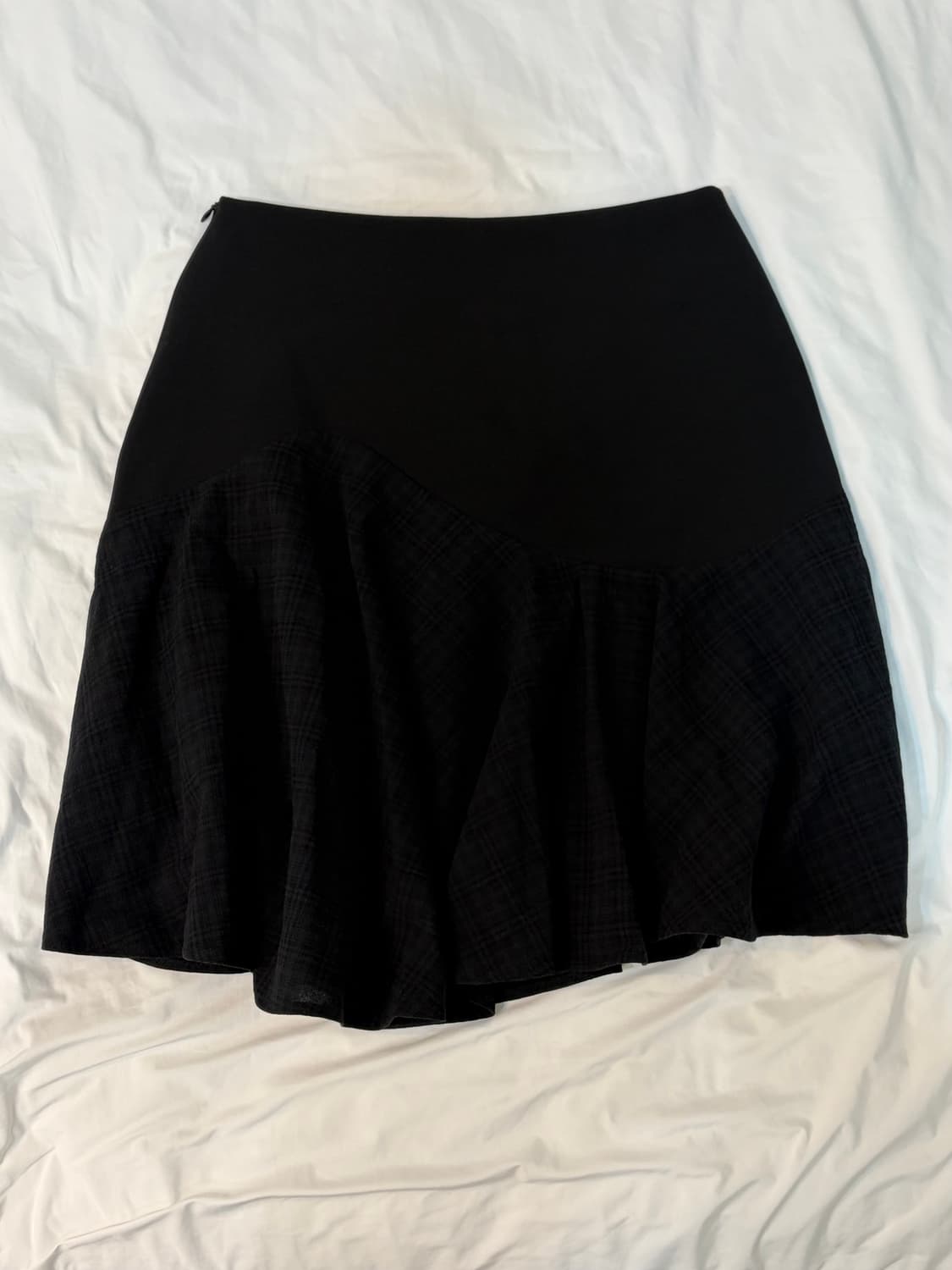 미레코 WAVY CHECK MIDI SK BLACK 1 상품이미지3