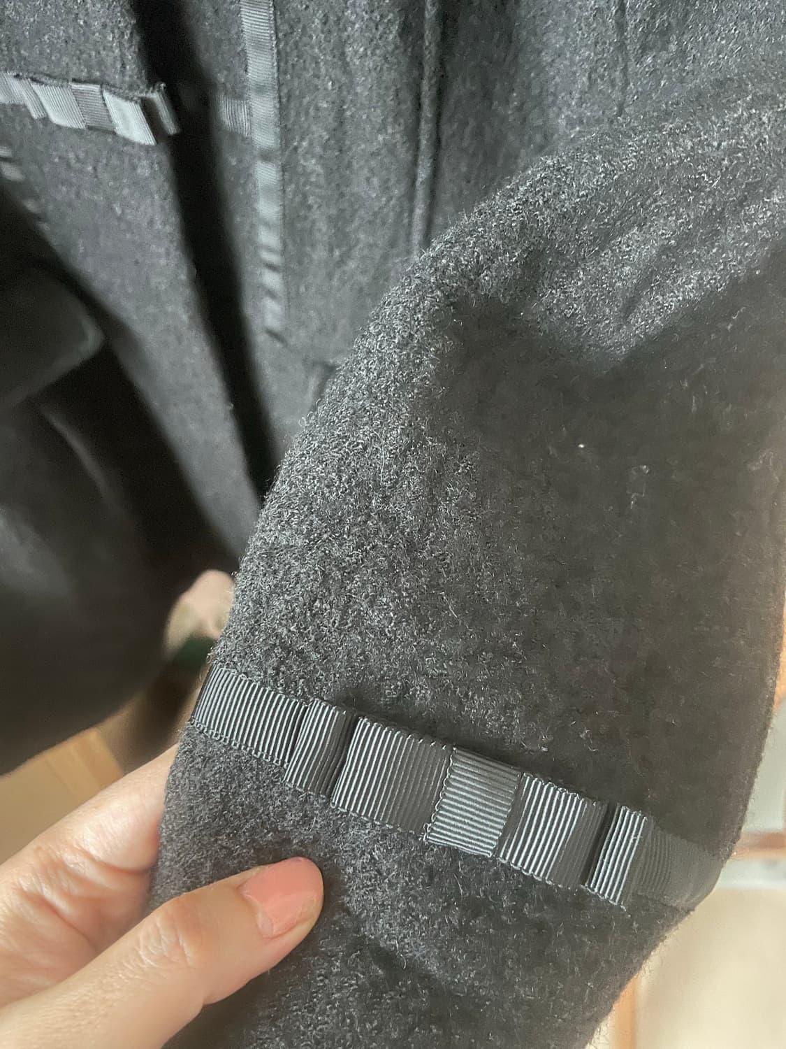 모리걸 빈티지 리본 후드 블랙 코트 🖤🎀 상품이미지4