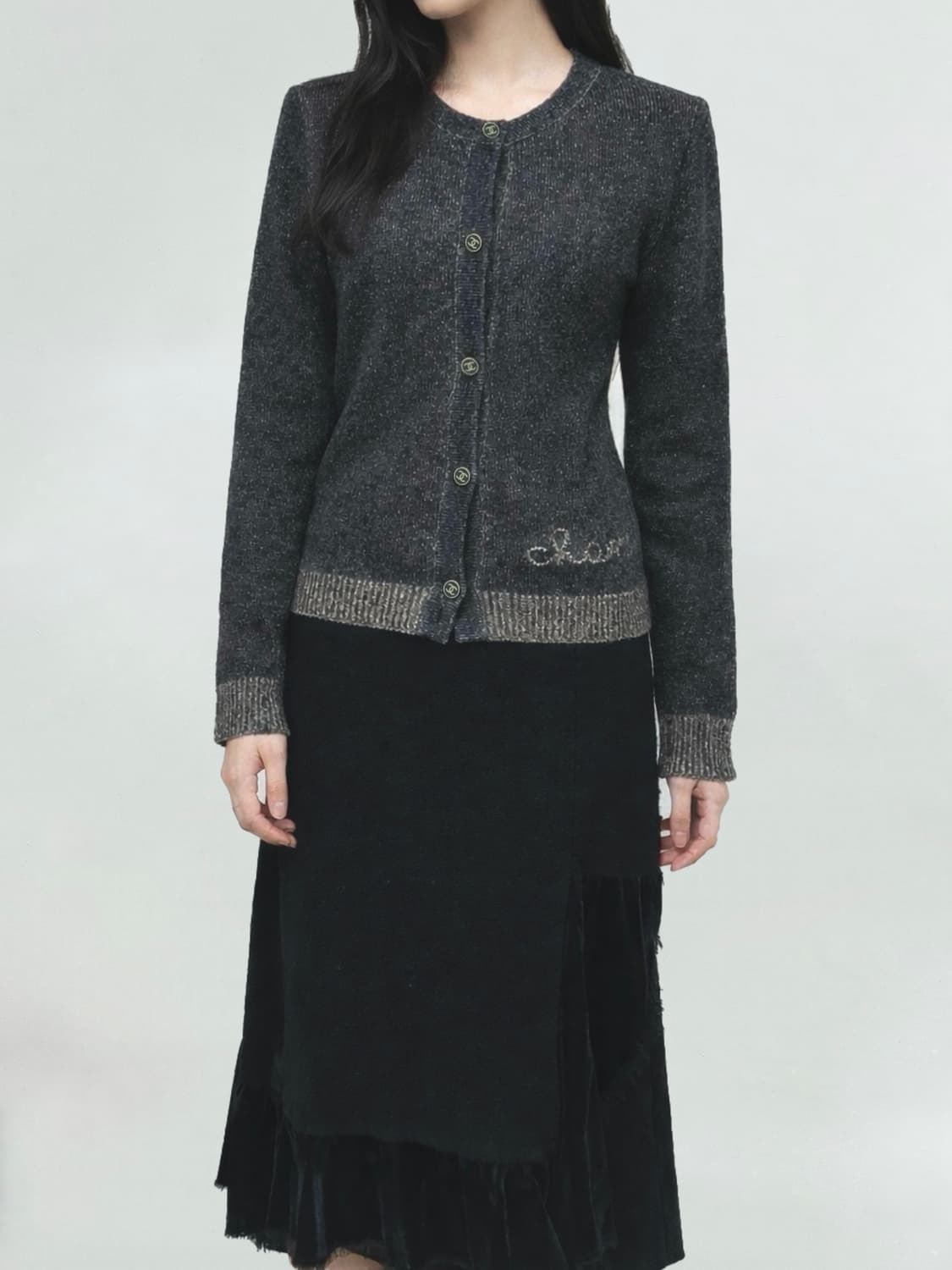 샤넬 캐시미어 로고버튼 가디건 상품이미지1