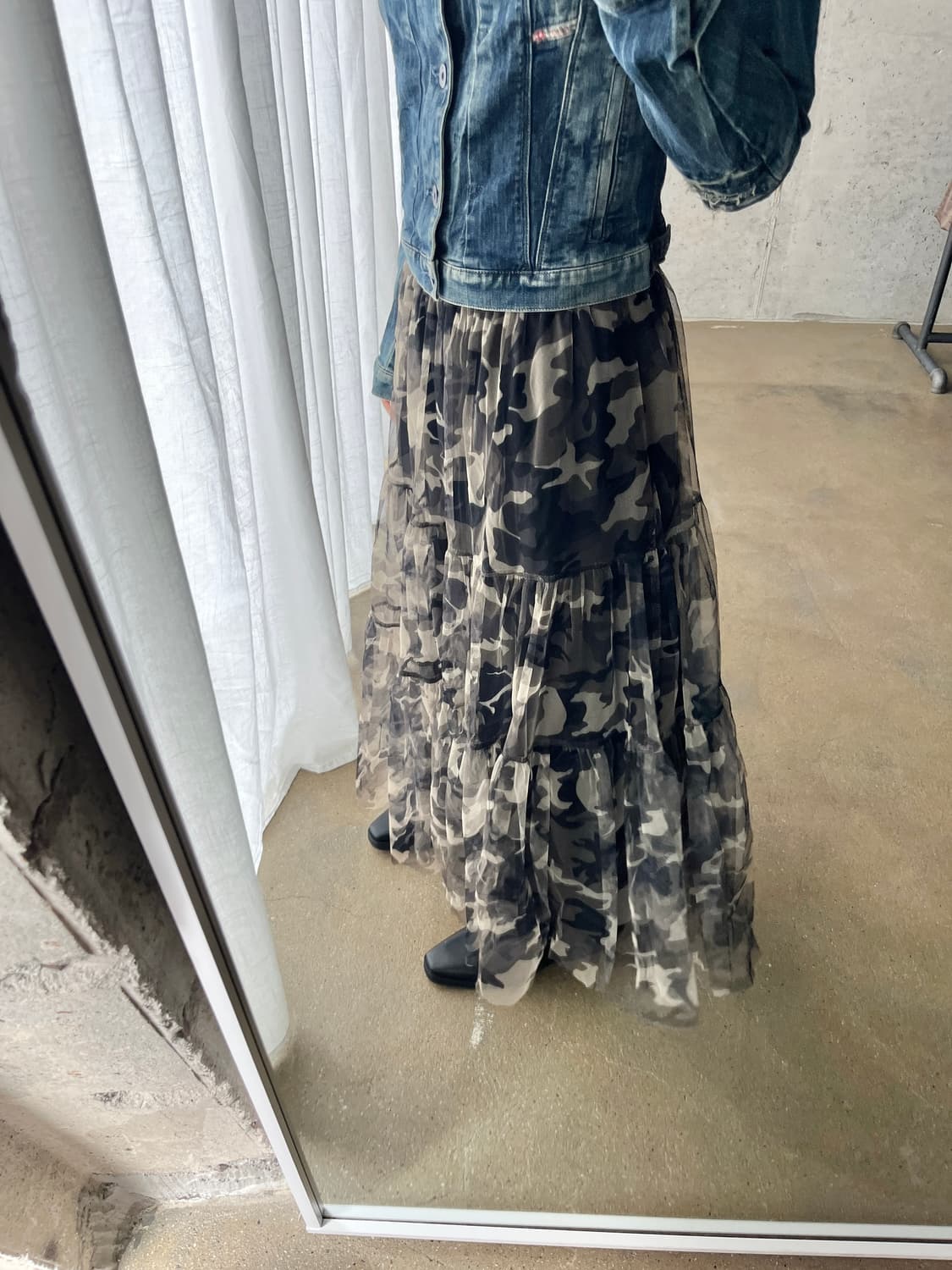 카모플라쥬 더블 튤 롱 스커트 상품이미지2