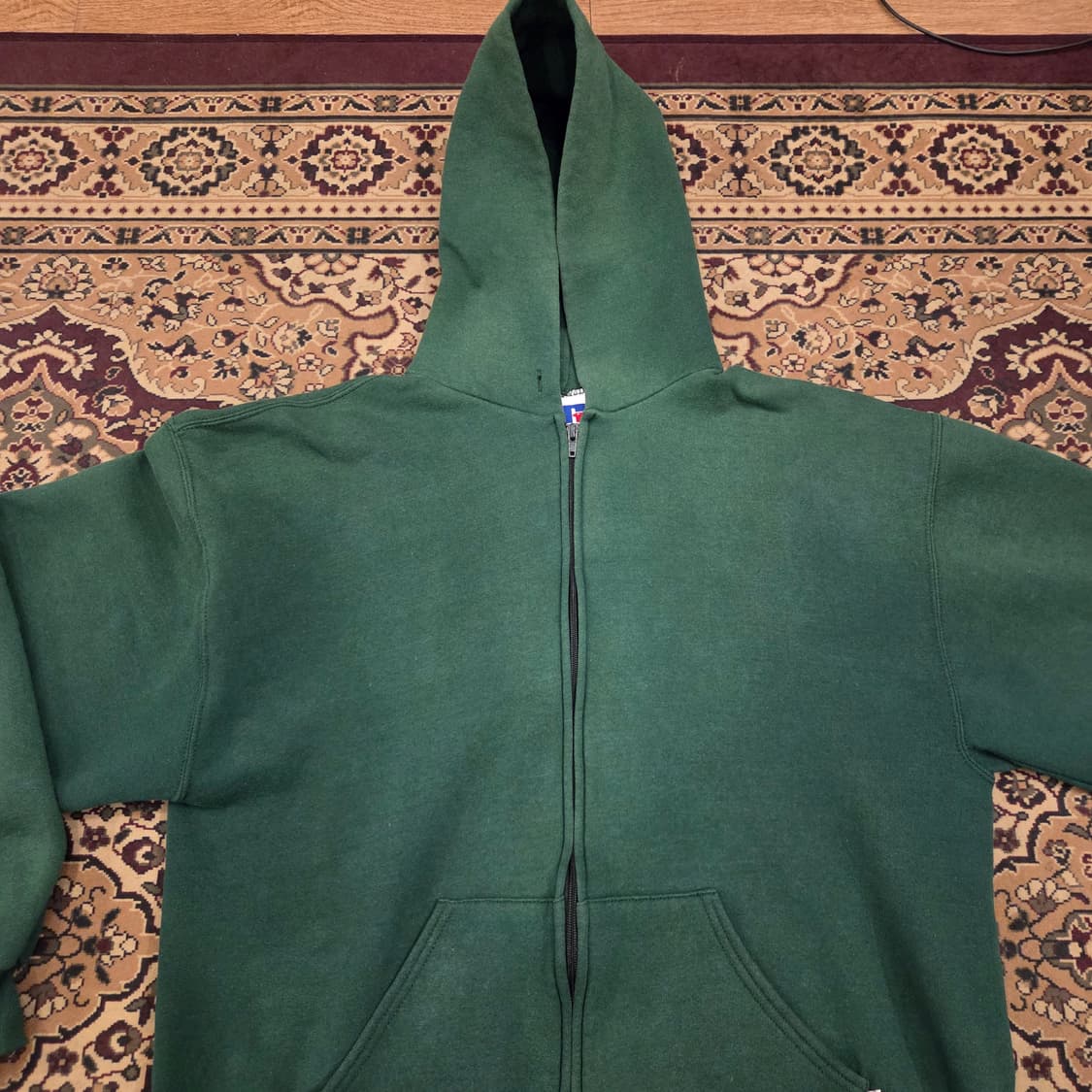 90s 빈티지 러셀 후드집업 그린 L USA 상품이미지3