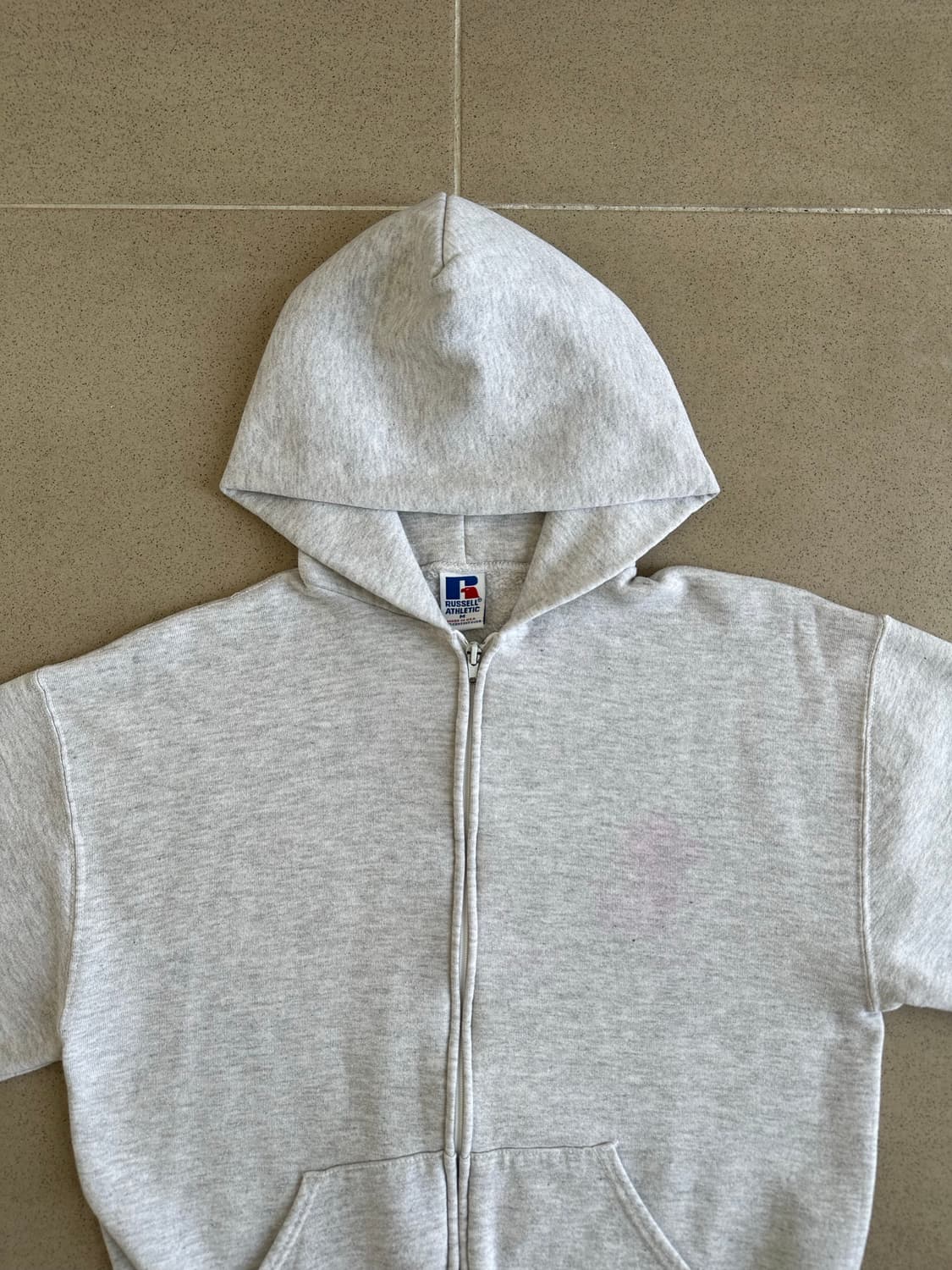90s 빈티지 러셀 후드집업 밝은그레이 M USA 상품이미지4