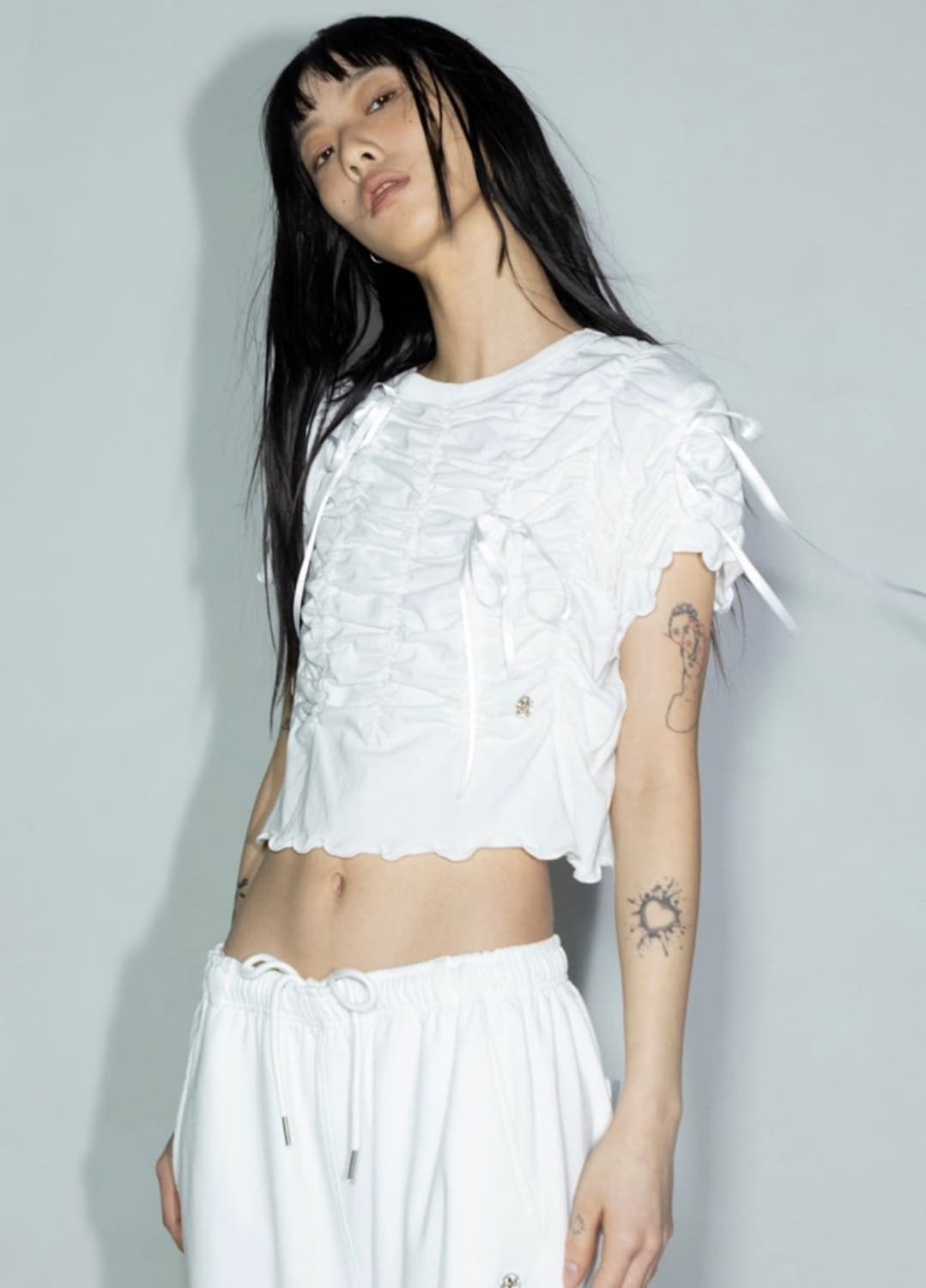 김미더영 G 리본 셔링 탑 상품이미지1