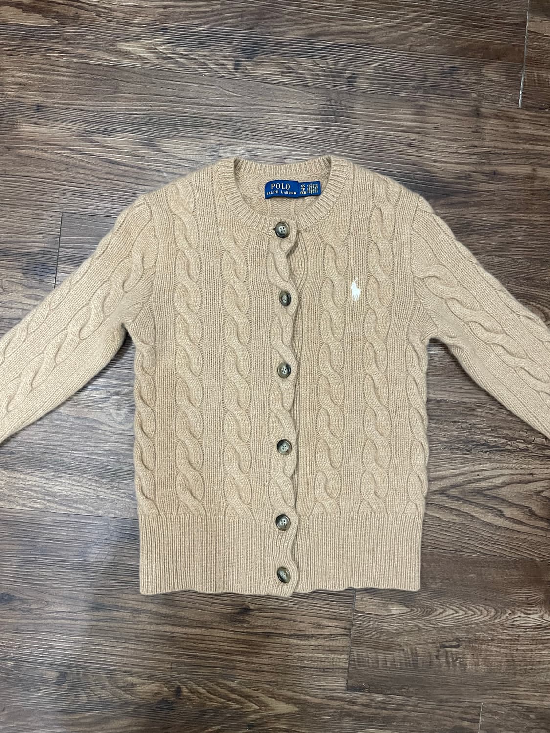 폴로 울 캐시미어 케이블 가디건 베이지 상품이미지1