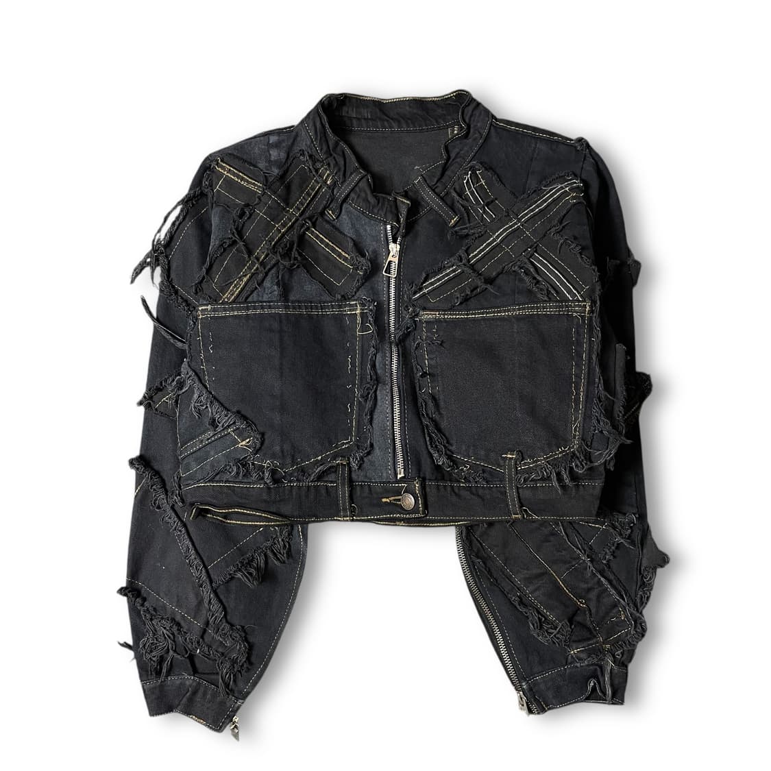 빈티지 흑청 커스텀 크롭 데님 자켓  상품이미지1