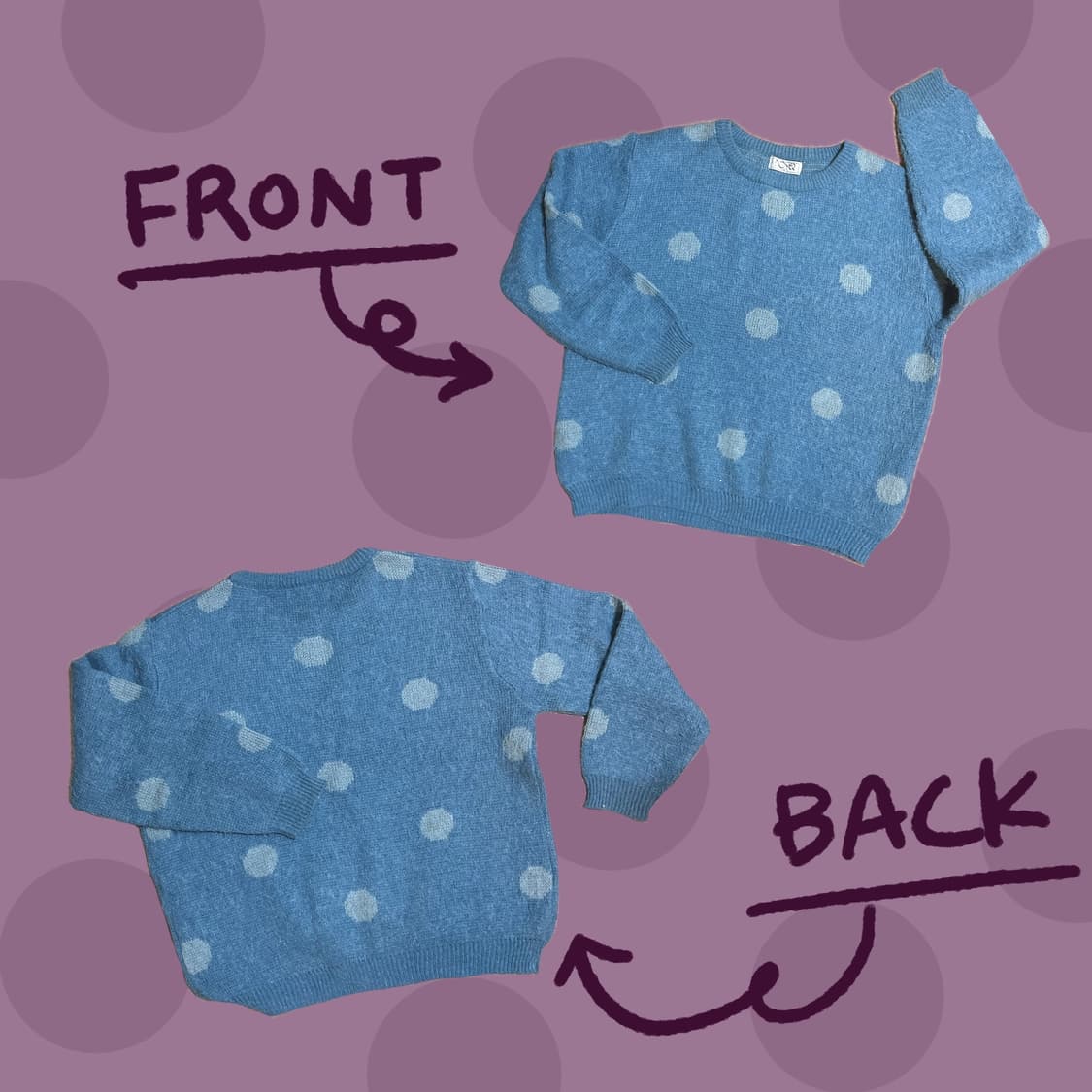 헤어리 도트 패턴 블루 니트 상품이미지2