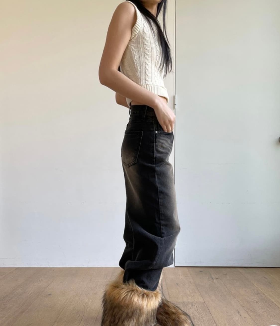 크롭 트위스트 니트 베스트 상품이미지3