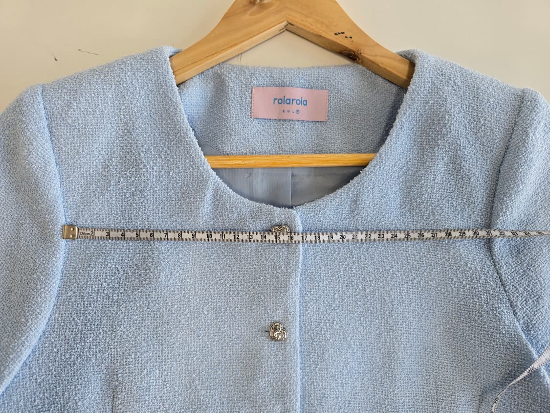 로라로라 파이핑 트위드 자켓 스카이블루 F 상품이미지4