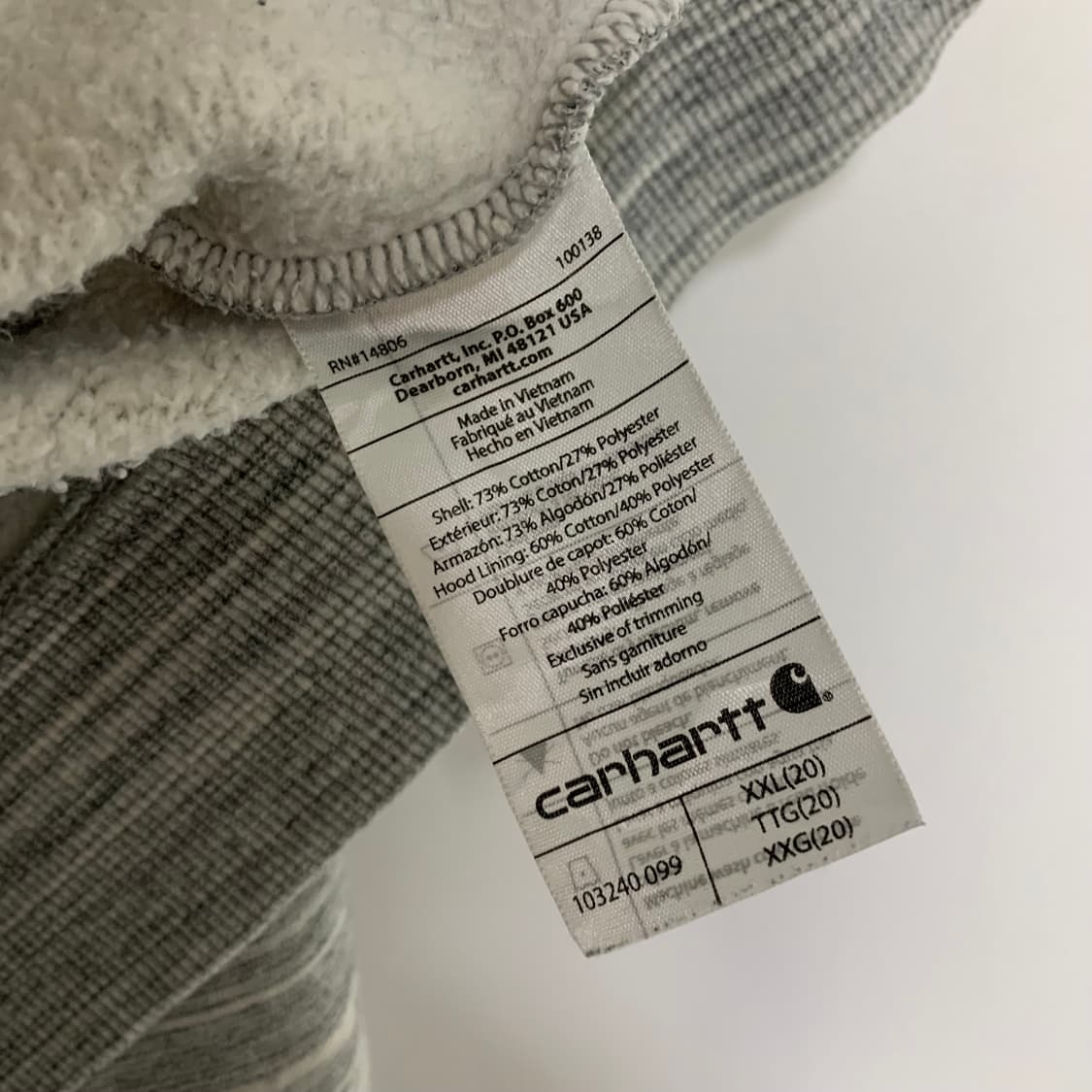 칼하트 스트라이프 하프집업 반집업 후드티 그레이 XXL 빈티지 상품이미지7