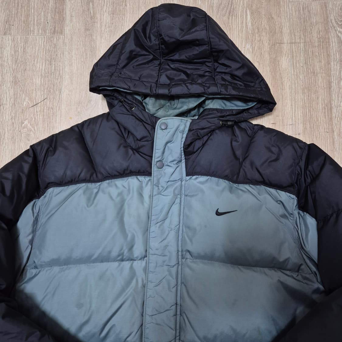 나이키 00s 올드스쿨 투톤 배색 스우시 덕다운 후드 패딩 점퍼 상품이미지2