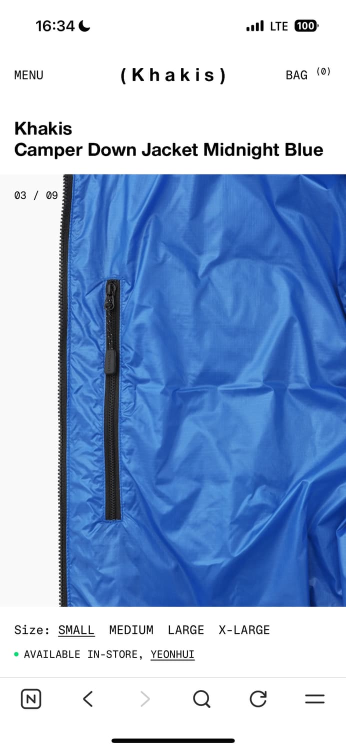 카키스 khakis 경량 패딩 미드나잇블루 상품이미지5